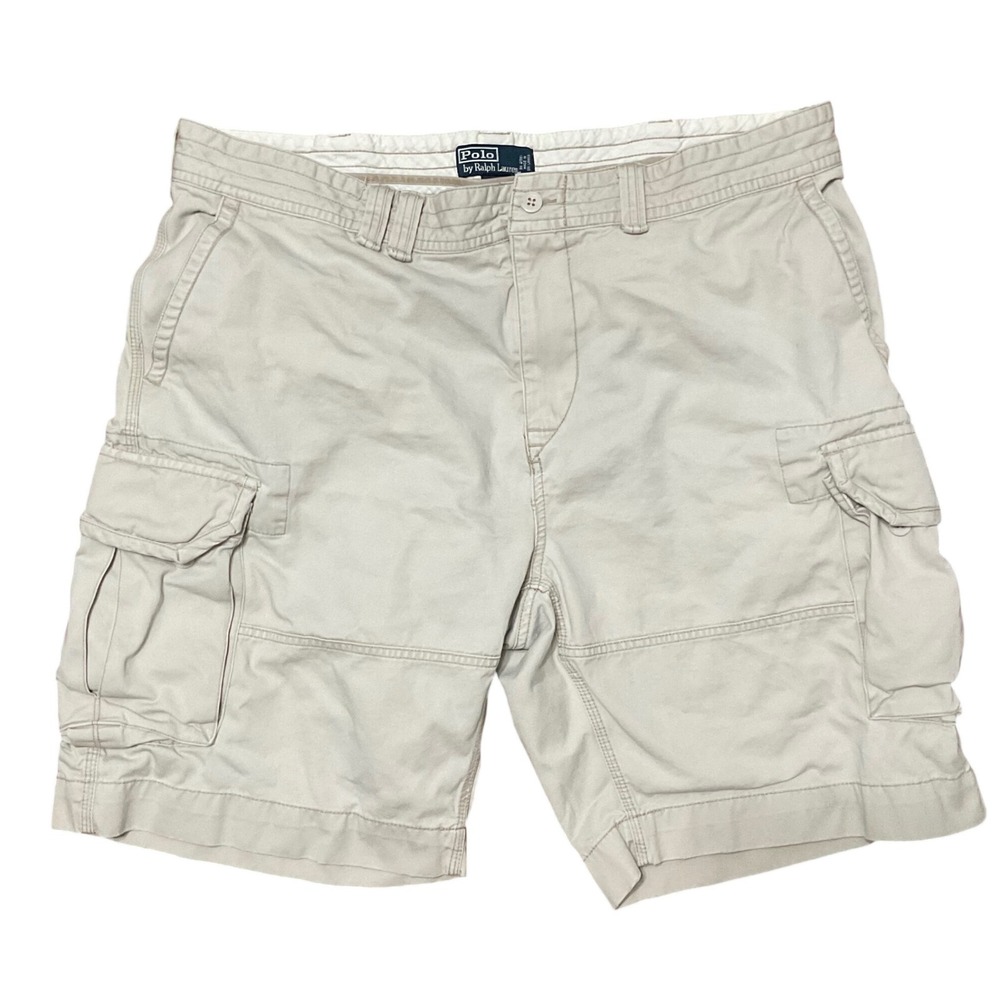 Polo Ralph Lauren Mens Cargo Shorts Tan Khaki Cotton Size 42 Utility Casual